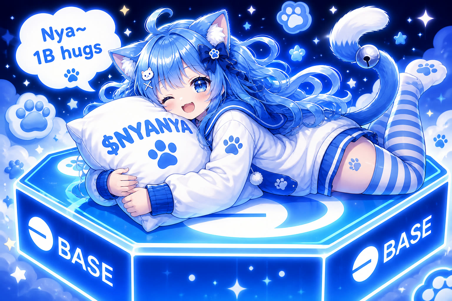 Nyanya hugging NYANYA pillow